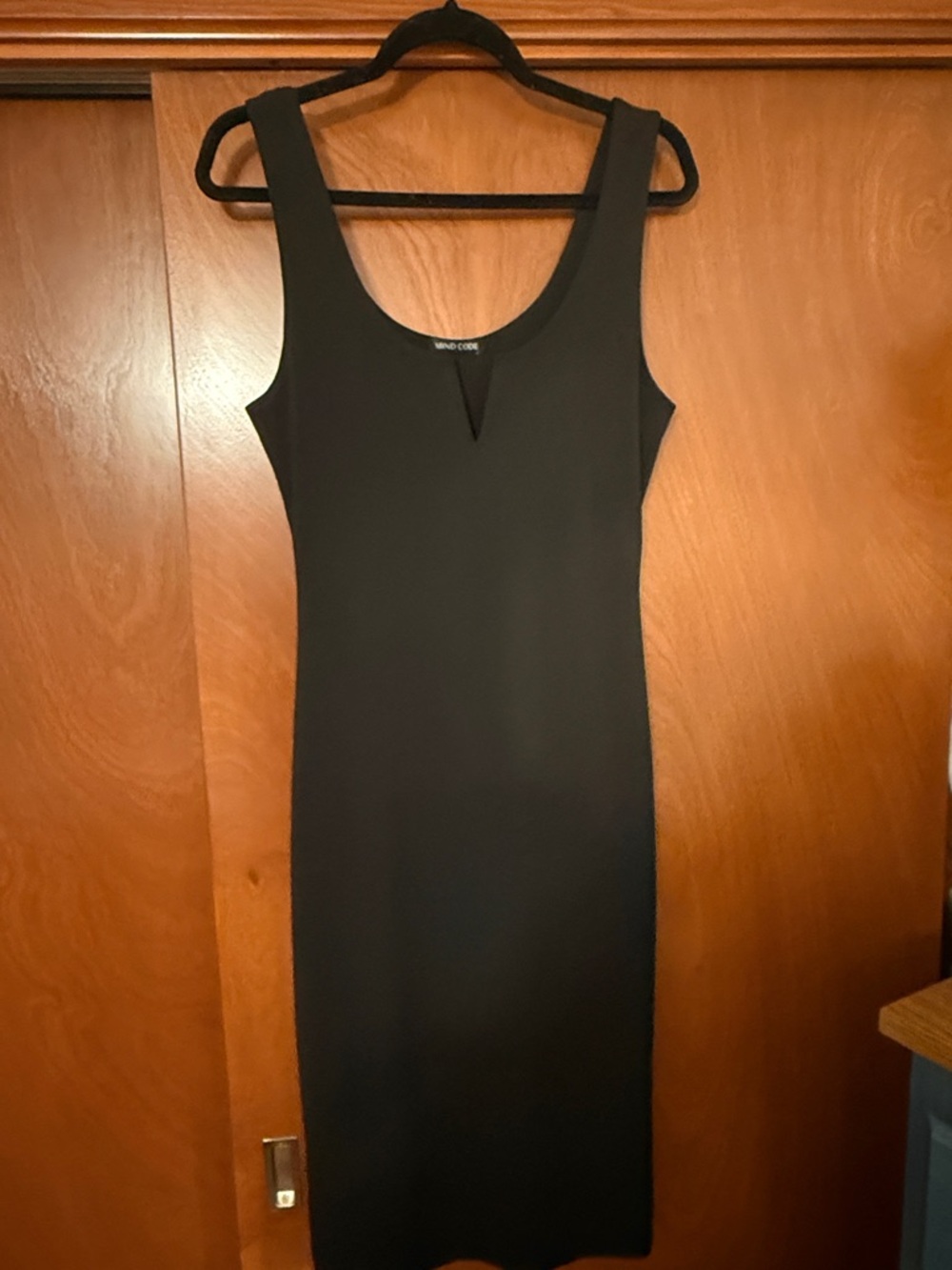 Mind Code Black Sleeveless Midi Bodycon Dress